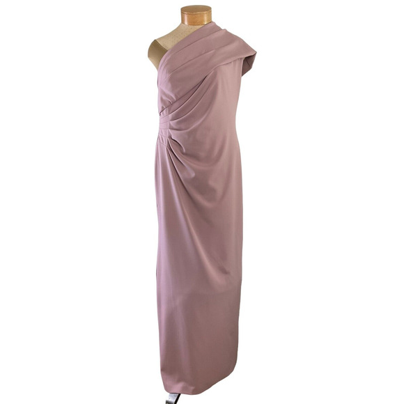 DB Studio Womens 16 Pink Mauve Draped Gown Formal Evening Dress Off the Shoulder - Picture 10 of 11